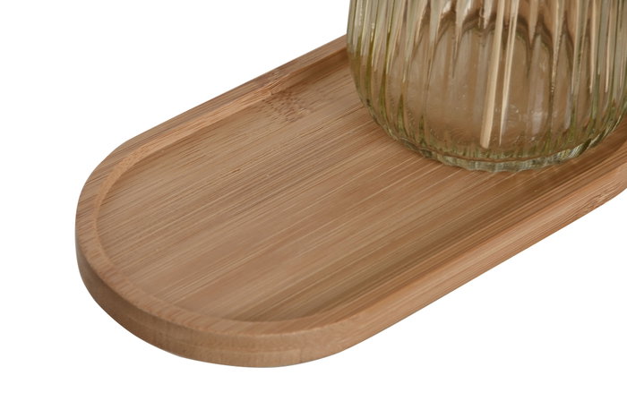 DKD Home Decor Set de Baño de 3 Piezas de Cristal y Bambú Surtido