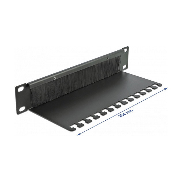 DeLOCK Regleta de cepillos de 10 pulg. con placa de soporte de cables 1U negro DeLOCK Regleta de cepillos de 10 pulg. con placa de soporte de cables 1U negro