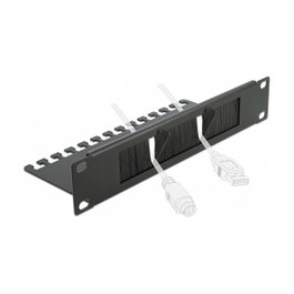 DeLOCK Regleta de cepillos de 10 pulg. con placa de soporte de cables 1U negro