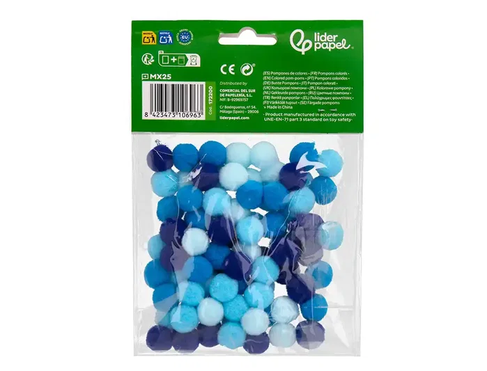 Liderpapel Pompones de colores tonalidades azules 1,5 cm con 80 unidades Liderpapel Pompones de colores tonalidades azules 1,5 cm con 80 unidades