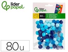 Liderpapel Pompones de colores tonalidades azules 1,5 cm con 80 unidades