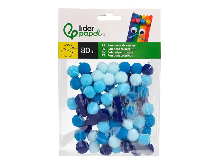 Liderpapel Pompones de colores tonalidades azules 1,5 cm con 80 unidades Liderpapel Pompones de colores tonalidades azules 1,5 cm con 80 unidades