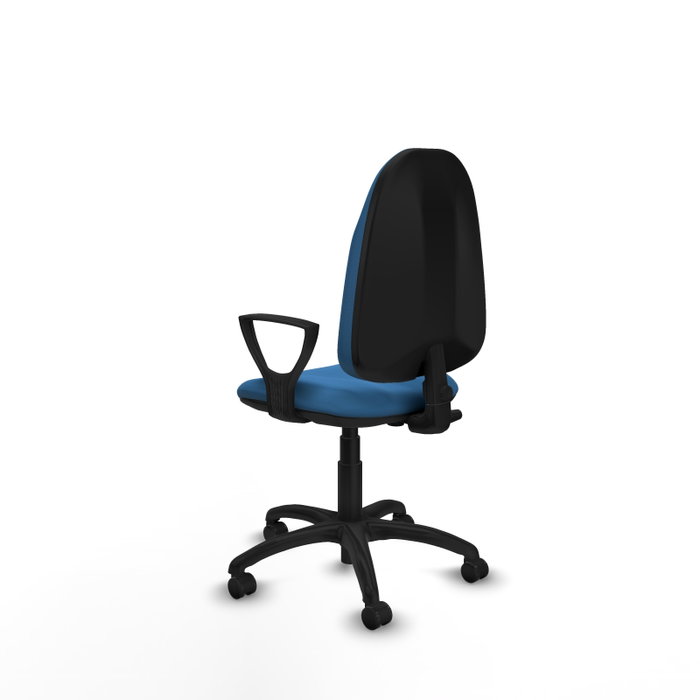 Silla de oficina Algarra con mecanismo Contacto permanente básico tapizada con Similpiel color Azul claro. Equipada con Base poliamida negra, Brazos fijos y Ruedas autofrenantes Silla de oficina Algarra con mecanismo Contacto permanente básico tapizada con Similpiel color Azul claro. Equipada con Base poliamida negra, Brazos fijos y Ruedas autofrenantes