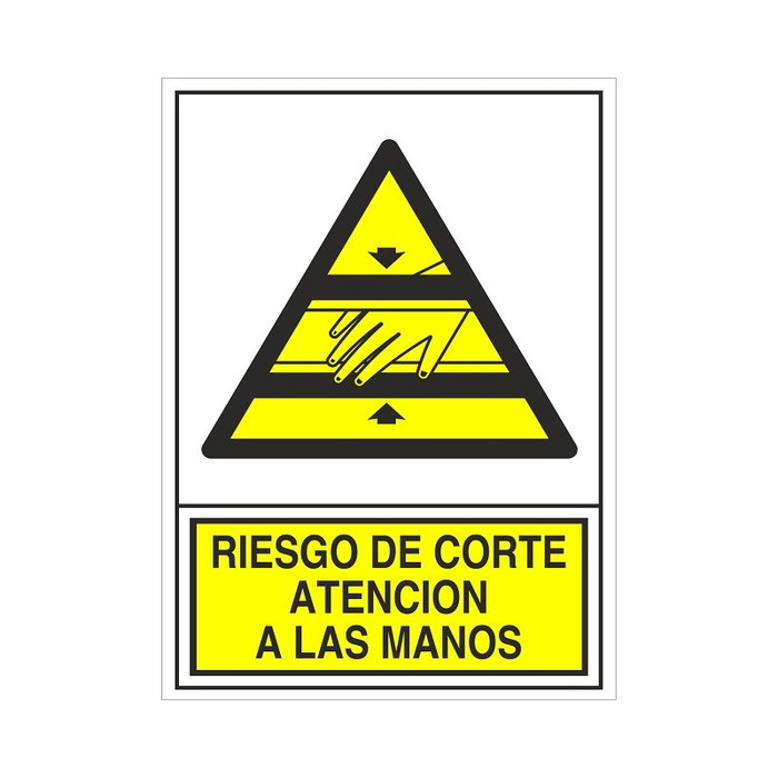 DUVER Señal de Plástico Riesgo de Corte Atención las Manos 295x210 mm DUVER Señal de Plástico Riesgo de Corte Atención las Manos 295x210 mm
