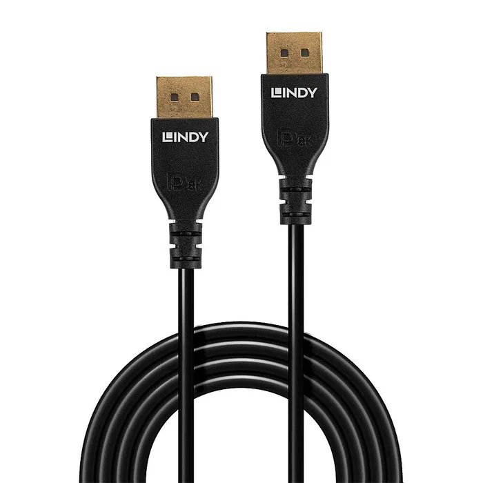 Lindy 36461 Cable DisplayPort 1.4 [8K] 1m, 7680x4320 @144Hz, 32.4Gbit/s, DP Macho a Macho, Negro