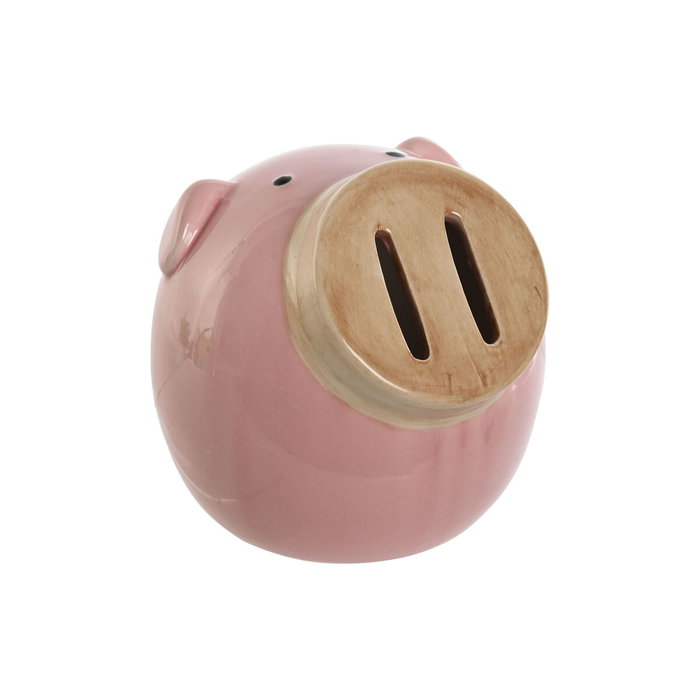 DKD Home Decor Hucha Cerdo Rosa en Dolomita 13x12x12 cm