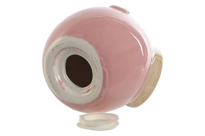 DKD Home Decor Hucha Cerdo Rosa en Dolomita 12 x 12 x 13 cm