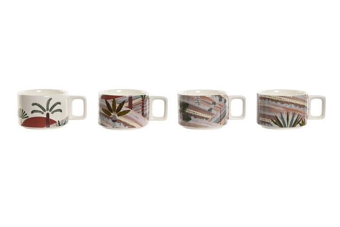 DKD Home Decor Calima 2023 Taza Boho Terracota Beige Dolomita Bambú Metal 27 cm Set 4 piezas 260 ml DKD Home Decor Calima 2023 Taza Boho Terracota Beige Dolomita Bambú Metal 27 cm Set 4 piezas 260 ml