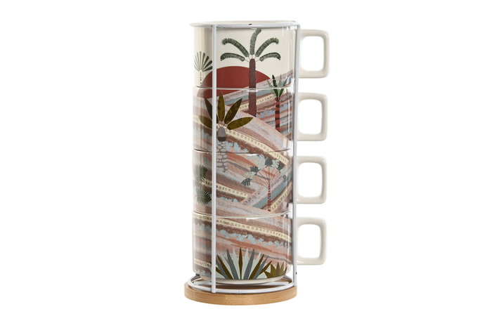 DKD Home Decor Calima 2023 Taza Boho Terracota Beige Dolomita Bambú Metal 27 cm Set 4 piezas 260 ml DKD Home Decor Calima 2023 Taza Boho Terracota Beige Dolomita Bambú Metal 27 cm Set 4 piezas 260 ml