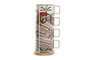 DKD Home Decor Calima 2023 Taza Boho Terracota Beige Dolomita Bambú Metal 27 cm Set 4 piezas 260 ml
