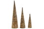 DKD Home Decor Set de 3 Conos de Ratán con LED Natural 20x20x80 cm