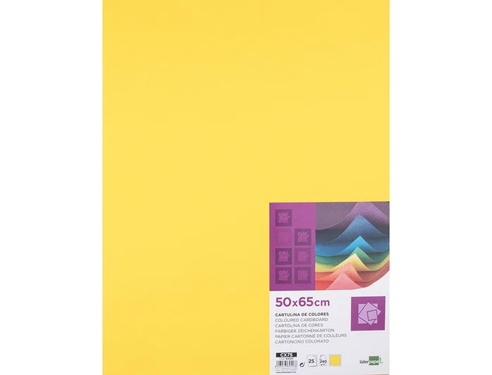 Liderpapel Cartulina Amarillo Limon 50x65 cm 240g/m2 Paquete de 25 Hojas para Dibujo y Manualidades