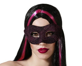Antifaz Morado Purpurina Telaraña Halloween Carnaval Eventos Temáticos Disfraz Bruja Vampiresa Villana Estilo Gótico