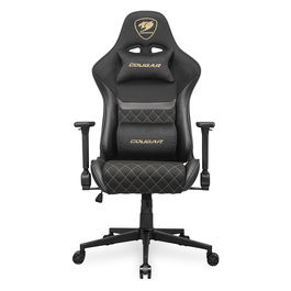 Cougar Silla Gaming Armor One V2 Gold F, Respaldo Ajustable 90-155°, Reposabrazos 4D, Acolchado Tela/PVC Negro y Oro, Peso Máx. 120 kg