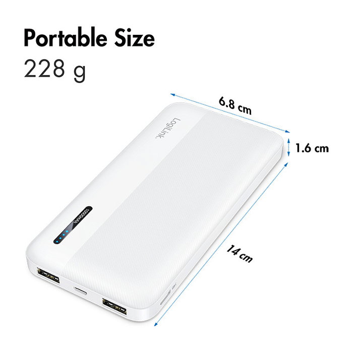 LogiLink Mobile Power Bank 10.000 mAh, USB-C, blanco