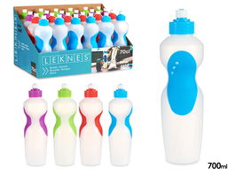 Leknes Botella de Plástico con Tapa, Plástico (Polietileno), 7 x 25.5 x 7 cm, 700 ml (Set de 48)