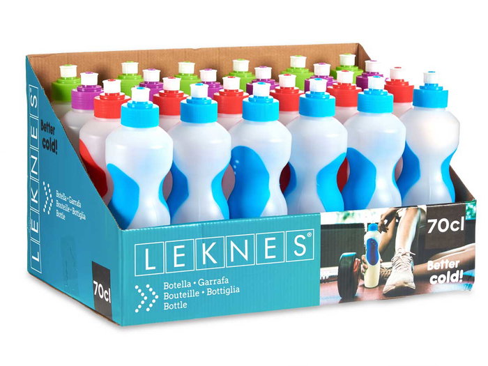 Leknes Botella de Plástico con Tapa, Plástico (Polietileno), 7 x 25.5 x 7 cm, 700 ml (Set de 48)
