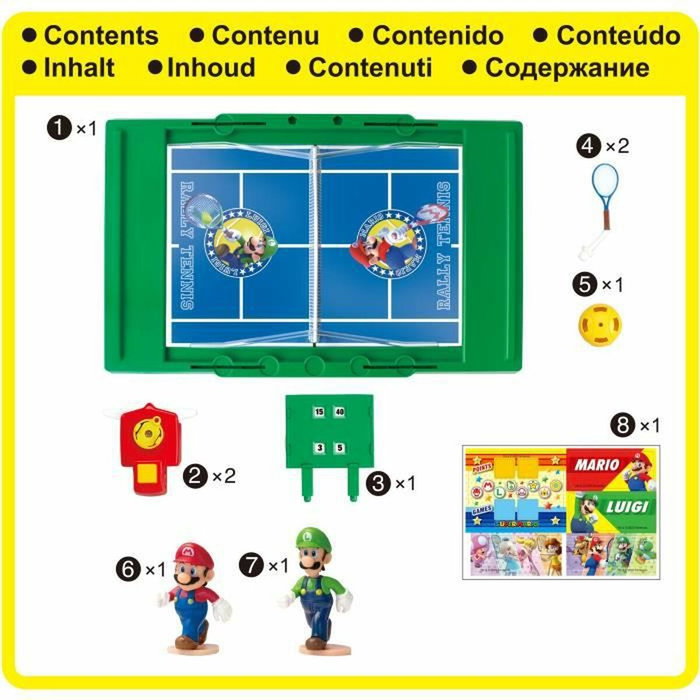 Epoch Super Mario Rally Tennis con Figuras de Mario y Luigi