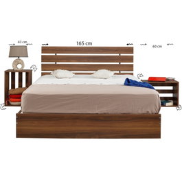 Hanah Home Fuga 160 Somier Doble para Colchón 160x200 cm, Tablero Partículas Melamina 18mm, Estructura Metálica, Nogal
