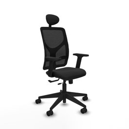 PIQUERAS Y CRESPO Silla de oficina Motilla con mecanismo Sincro/Traslack y Cabecero Fijo, Negro