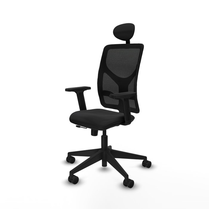 PIQUERAS Y CRESPO Silla de oficina Motilla con mecanismo Sincro/Traslack y Cabecero Fijo, Negro