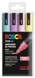POSCA Marcadores de Pintura PC-5M Colores Pastel Surtidos (Estuche de 4)
