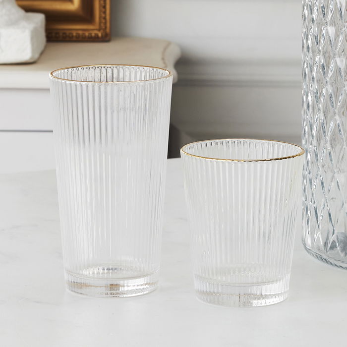 Home Deco Factory Vaso 350 Ml Cocktail con Ribete Dorado Transparente Textura Acanalada Home Deco Factory Vaso 350 Ml Cocktail con Ribete Dorado Transparente Textura Acanalada