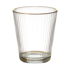 Home Deco Factory Vaso 350 Ml Cocktail con Ribete Dorado Transparente Textura Acanalada