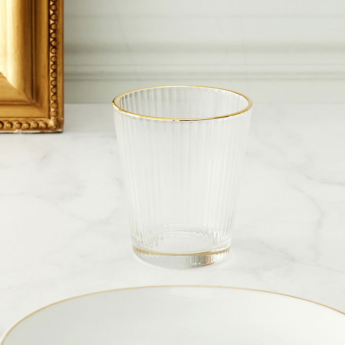 Home Deco Factory Vaso 350 Ml Cocktail con Ribete Dorado Transparente Textura Acanalada Home Deco Factory Vaso 350 Ml Cocktail con Ribete Dorado Transparente Textura Acanalada