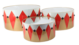 DKD Home Decor Set de 3 Mesitas Auxiliares de Metal y Espejo Rojo y Dorado