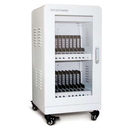 RealPower Power Station 20 - Carro de gestión y carga portátil, 480W, 20x USB-A, Protección contra sobrevoltaje, Color Blanco