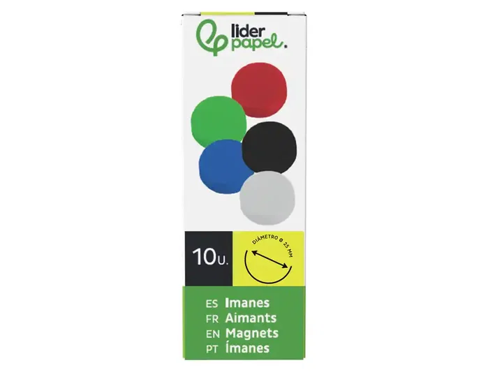 Liderpapel Imán para pizarra magnética Ecouse PP reciclado, 25 mm, caja 10 unidades Liderpapel Imán para pizarra magnética Ecouse PP reciclado, 25 mm, caja 10 unidades
