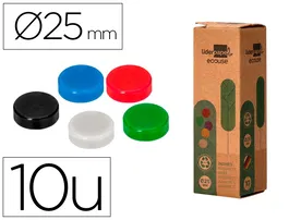 Liderpapel Imán para pizarra magnética Ecouse PP reciclado, 25 mm, caja 10 unidades