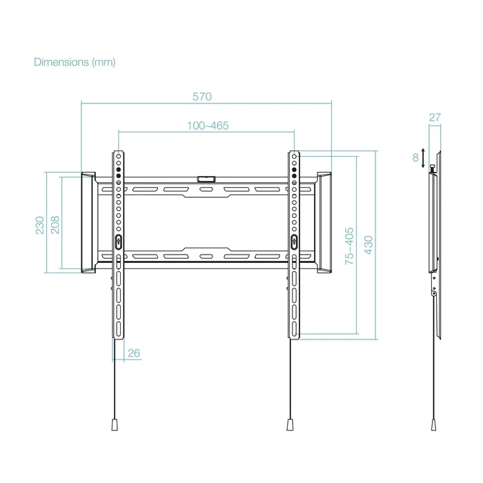TooQ Soporte Fijo de Pared para Pantallas 32-70 Pulgadas, Negro