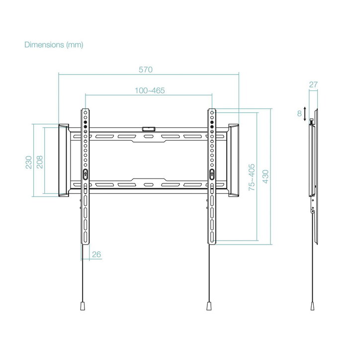 Tooq Soporte Fijo de Pared LP1073F-B para Pantallas 32-70 Pulgadas, Negro