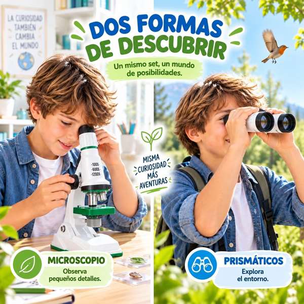 Jugatoys - sciencetoys Set de experimentos científicos con microscopio y prismáticos Jugatoys - sciencetoys Set de experimentos científicos con microscopio y prismáticos