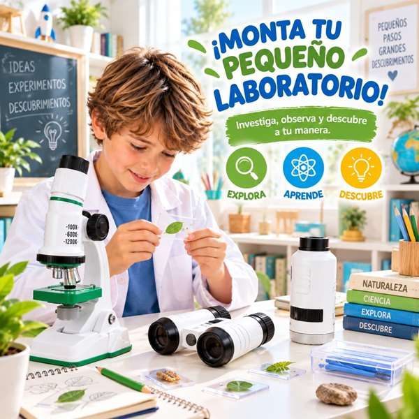 Jugatoys - sciencetoys Set de experimentos científicos con microscopio y prismáticos Jugatoys - sciencetoys Set de experimentos científicos con microscopio y prismáticos