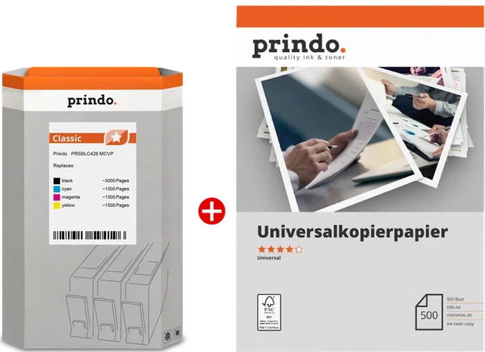 Prindo PRSBLC426 MCVP Classic Value Pack Negro, Cian, Magenta, Amarillo y Blanco Prindo PRSBLC426 MCVP Classic Value Pack Negro, Cian, Magenta, Amarillo y Blanco