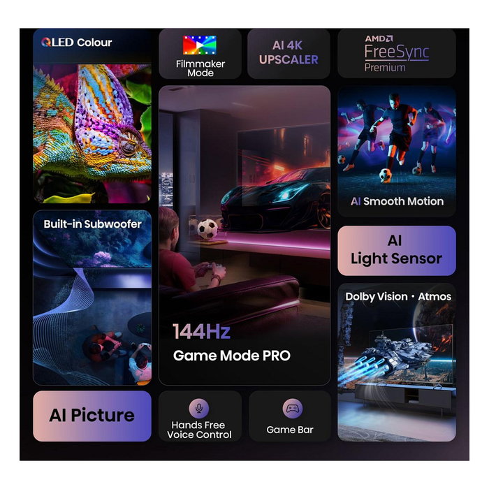 Hisense 100E7Q PRO Televisor 100" (254cm) 4K Ultra HD QLED Smart TV, 144Hz, Dolby Atmos, HDR10+, AMD FreeSync Premium, VIDAA U8.5, Negro Hisense 100E7Q PRO Televisor 100" (254cm) 4K Ultra HD QLED Smart TV, 144Hz, Dolby Atmos, HDR10+, AMD FreeSync Premium, VIDAA U8.5, Negro