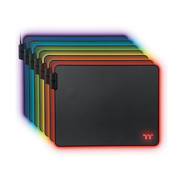 Thermaltake Level 20 RGB Alfombrilla de Ratón para Juegos, Negro, GMP-LVT-RGBHMS-01, 370 x 290 x 4 mm, Base Antiderrapante, Iluminación LED RGB, USB
