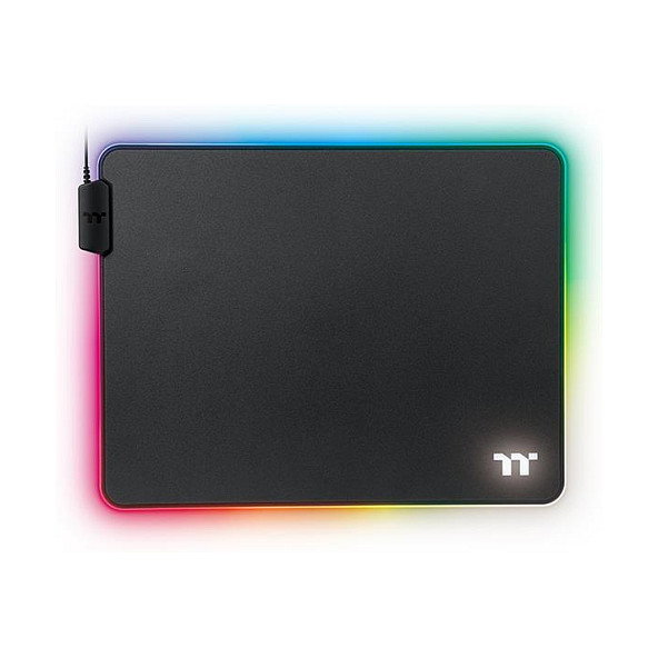 Thermaltake Level 20 RGB Alfombrilla de Ratón para Juegos, Negro, GMP-LVT-RGBHMS-01, 370 x 290 x 4 mm, Base Antiderrapante, Iluminación LED RGB, USB