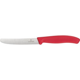 Victorinox Swiss Classic Cuchillo de mesa rojo con hoja de 11 cm de acero inoxidable de sierra alta/serrado de 11 cm de hoja de acero inoxidable con mango rojo de polipropileno