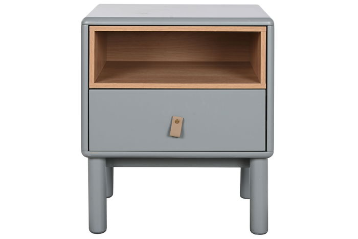 DKD Home Decor Mesita de Noche Urban Gris Natural 40 x 55 x 48 cm MDF PU