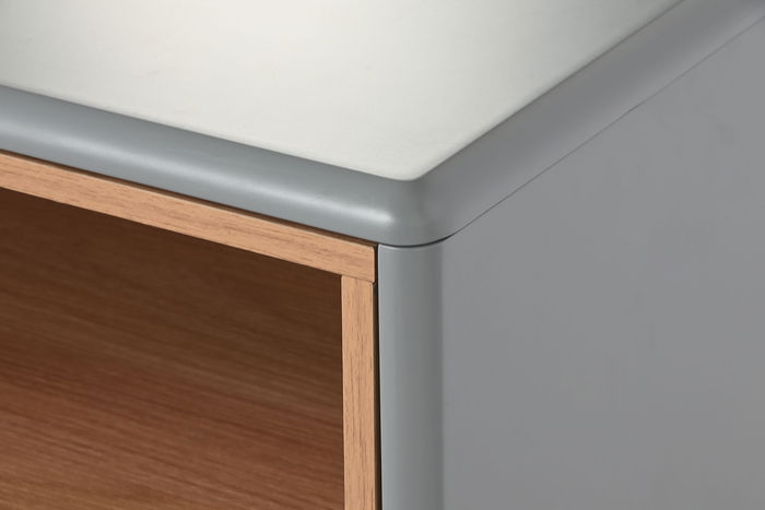 DKD Home Decor Mesita de Noche Urban Gris Natural 40 x 55 x 48 cm MDF PU