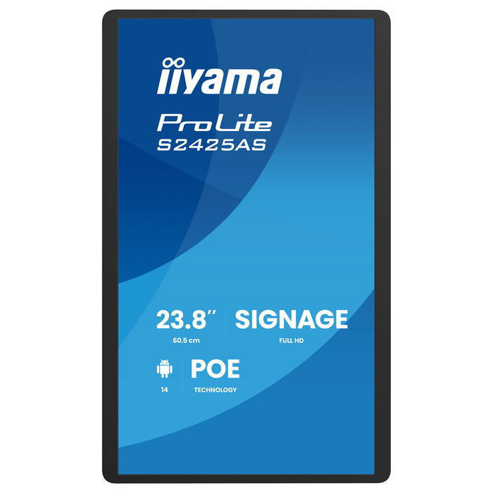 iiyama ProLite S2425AS-B1P - Pantalla Digital 23.8" Full HD IPS, Android SoC, Wi-Fi 6, USB-C, Altavoces 10W, 24/7, VESA 100x100, Negro