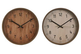 DKD Home Decor Reloj de Pared Cottage Natural Marron PVC 30 x 30 cm (2 Unidades)