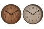 DKD Home Decor Reloj de Pared Cottage Natural Marron PVC 30 x 30 cm (2 Unidades)