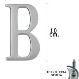 WOLFPACK LINEA PROFESIONAL Letra Metal B Plateada Mate 10 cm con Tornillería Oculta