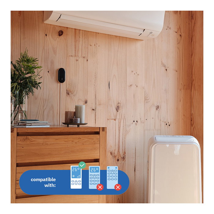 NetAtmo Smart AC Controller, Controlador Inalámbrico para Aire Acondicionado, Negro/Blanco, 2 Piezas, con Aplicación y WiFi, Temperatura 0-50°C