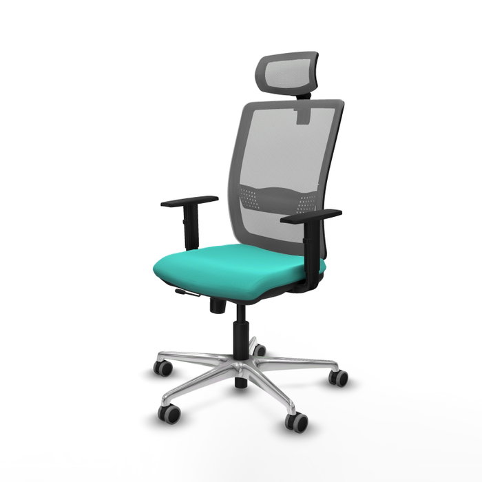 PIQUERAS Y CRESPO Silla de oficina Haches con mecanismo Sincro/Traslack Turquesa y Gris